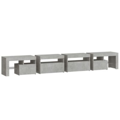 Prolenta Premium -  Meuble TV avec lumières LED Gris béton 260x36,5x40 cm