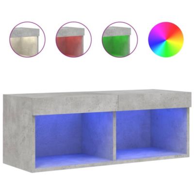 Prolenta Premium -  Meuble TV avec lumières LED gris béton 80x30x30 cm