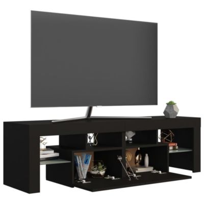 Prolenta Premium -  Meuble TV avec lumières LED Noir 140x36,5x40 cm