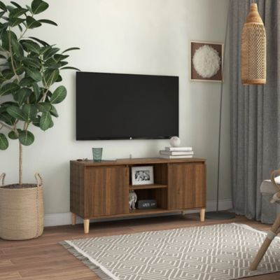 Prolenta Premium -  Meuble TV avec pieds en bois massif Chêne marron 103,5x35x50 cm