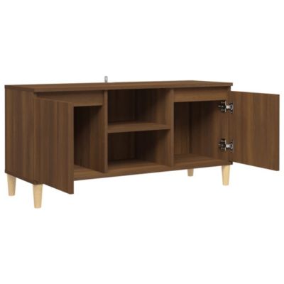 Prolenta Premium -  Meuble TV avec pieds en bois massif Chêne marron 103,5x35x50 cm