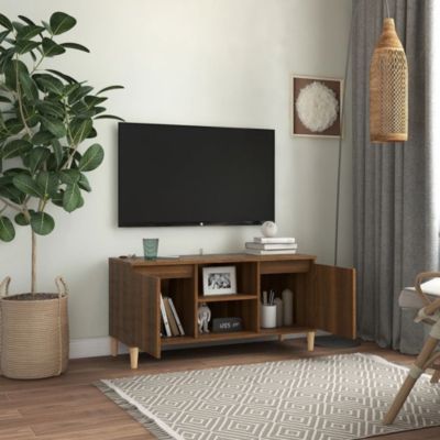 Prolenta Premium -  Meuble TV avec pieds en bois massif Chêne marron 103,5x35x50 cm