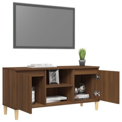 Prolenta Premium -  Meuble TV avec pieds en bois massif Chêne marron 103,5x35x50 cm