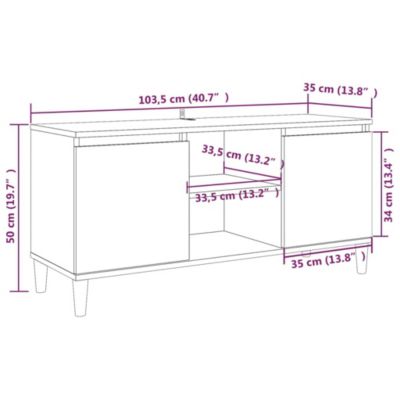 Prolenta Premium -  Meuble TV avec pieds en bois massif Chêne marron 103,5x35x50 cm