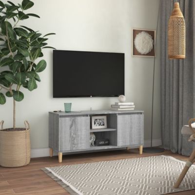 Prolenta Premium -  Meuble TV avec pieds en bois solide Sonoma gris 103,5x35x50 cm