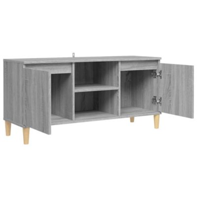 Prolenta Premium -  Meuble TV avec pieds en bois solide Sonoma gris 103,5x35x50 cm
