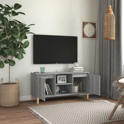Prolenta Premium -  Meuble TV avec pieds en bois solide Sonoma gris 103,5x35x50 cm