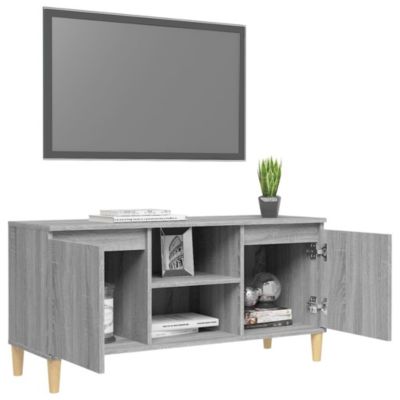 Prolenta Premium -  Meuble TV avec pieds en bois solide Sonoma gris 103,5x35x50 cm
