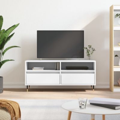 Prolenta Premium -  Meuble TV blanc 100x34,5x44,5 cm bois d'ingénierie
