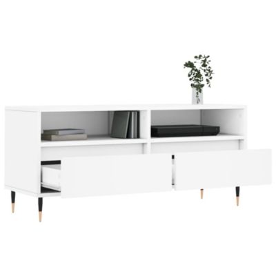 Prolenta Premium -  Meuble TV blanc 100x34,5x44,5 cm bois d'ingénierie