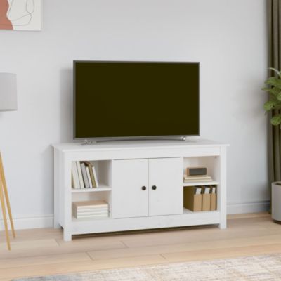 Prolenta Premium -  Meuble TV Blanc 103x36,5x52 cm Bois de pin massif