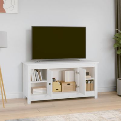 Prolenta Premium -  Meuble TV Blanc 103x36,5x52 cm Bois de pin massif