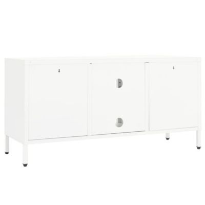 Prolenta Premium -  Meuble TV Blanc 105x35x52 cm Acier et verre