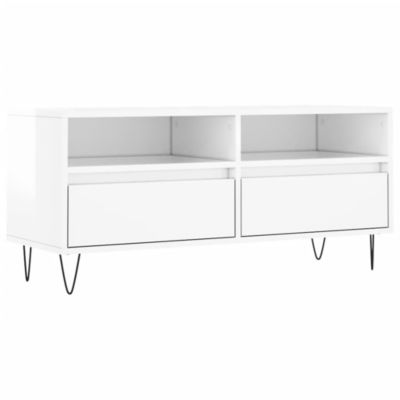 Prolenta Premium -  Meuble TV blanc brillant 100x34,5x44,5 cm bois d'ingénierie