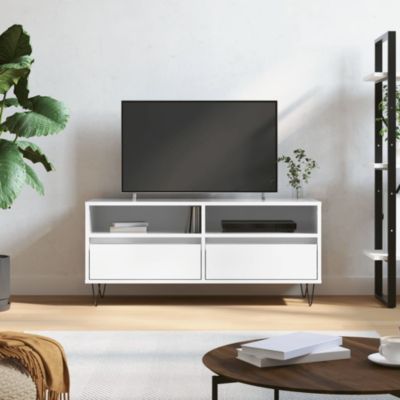Prolenta Premium -  Meuble TV blanc brillant 100x34,5x44,5 cm bois d'ingénierie