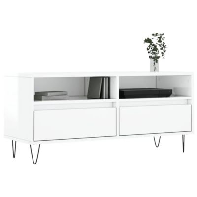 Prolenta Premium -  Meuble TV blanc brillant 100x34,5x44,5 cm bois d'ingénierie