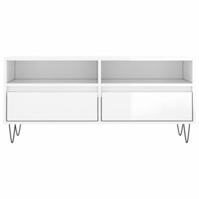 Prolenta Premium -  Meuble TV blanc brillant 100x34,5x44,5 cm bois d'ingénierie