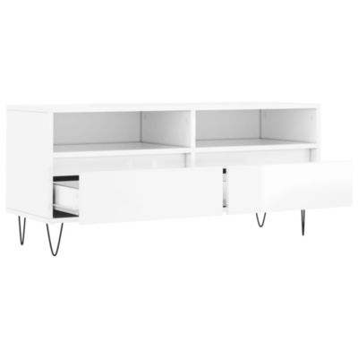 Prolenta Premium -  Meuble TV blanc brillant 100x34,5x44,5 cm bois d'ingénierie