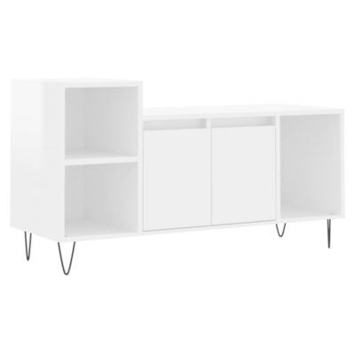 Prolenta Premium -  Meuble TV Blanc brillant 100x35x55 cm Bois d'ingénierie