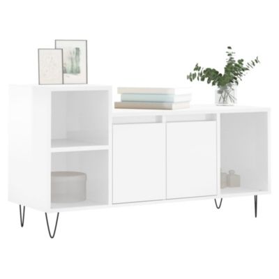 Prolenta Premium -  Meuble TV Blanc brillant 100x35x55 cm Bois d'ingénierie