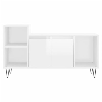 Prolenta Premium -  Meuble TV Blanc brillant 100x35x55 cm Bois d'ingénierie