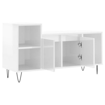 Prolenta Premium -  Meuble TV Blanc brillant 100x35x55 cm Bois d'ingénierie