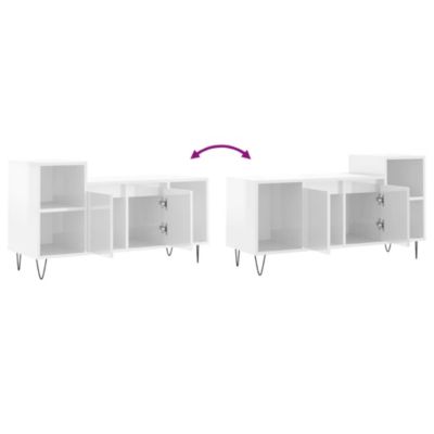 Prolenta Premium -  Meuble TV Blanc brillant 100x35x55 cm Bois d'ingénierie