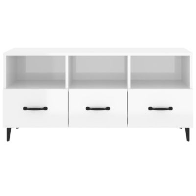 Prolenta Premium -  Meuble TV Blanc brillant 102x35x50 cm Bois d'ingénierie