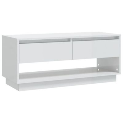 Prolenta Premium -  Meuble TV blanc brillant 102x41x44 cm bois d'ingénierie