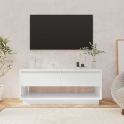 Prolenta Premium -  Meuble TV blanc brillant 102x41x44 cm bois d'ingénierie