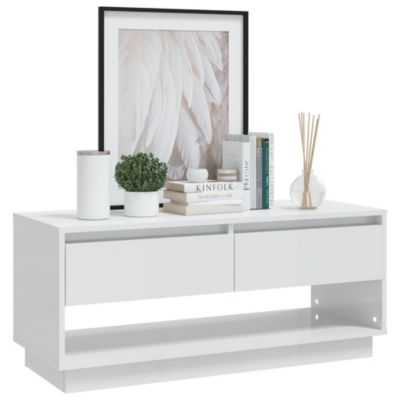 Prolenta Premium -  Meuble TV blanc brillant 102x41x44 cm bois d'ingénierie