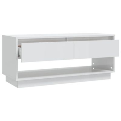 Prolenta Premium -  Meuble TV blanc brillant 102x41x44 cm bois d'ingénierie