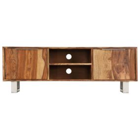 Prolenta Premium -  Meuble TV Bois de Sesham massif avec finition miel 118x30x40 cm