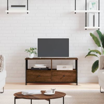 Prolenta Premium -  Meuble TV chêne marron 90x33x45 cm bois d'ingénierie et fer