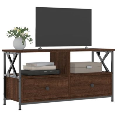 Prolenta Premium -  Meuble TV chêne marron 90x33x45 cm bois d'ingénierie et fer