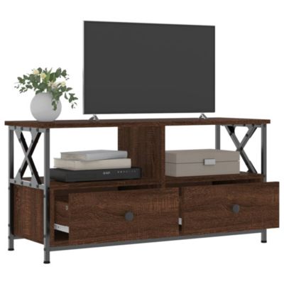 Prolenta Premium -  Meuble TV chêne marron 90x33x45 cm bois d'ingénierie et fer