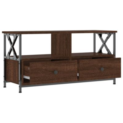 Prolenta Premium -  Meuble TV chêne marron 90x33x45 cm bois d'ingénierie et fer