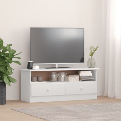 Prolenta Premium -  Meuble TV et tiroirs ALTA blanc 100x35x41 cm bois massif de pin