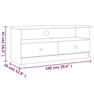 Prolenta Premium -  Meuble TV et tiroirs ALTA blanc 100x35x41 cm bois massif de pin