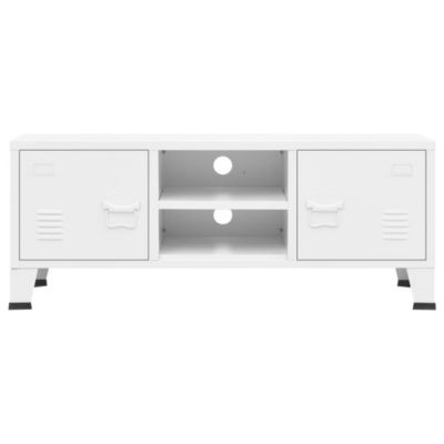 Prolenta Premium -  Meuble TV industriel Blanc 105x35x42 cm Métal
