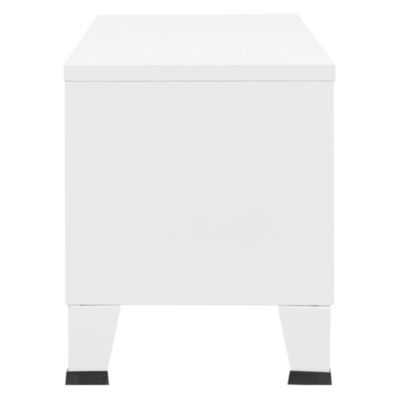 Prolenta Premium -  Meuble TV industriel Blanc 105x35x42 cm Métal
