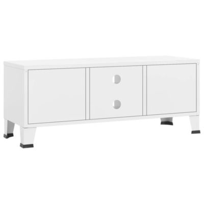 Prolenta Premium -  Meuble TV industriel Blanc 105x35x42 cm Métal