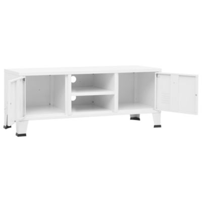 Prolenta Premium -  Meuble TV industriel Blanc 105x35x42 cm Métal