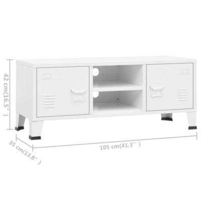 Prolenta Premium -  Meuble TV industriel Blanc 105x35x42 cm Métal