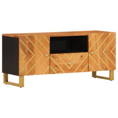 Prolenta Premium -  Meuble TV marron et noir 105x33,5x46 cm bois massif manguier