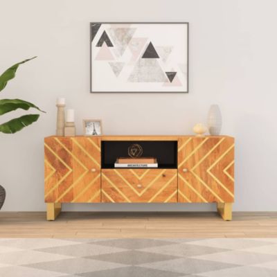 Prolenta Premium -  Meuble TV marron et noir 105x33,5x46 cm bois massif manguier