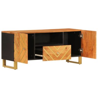 Prolenta Premium -  Meuble TV marron et noir 105x33,5x46 cm bois massif manguier