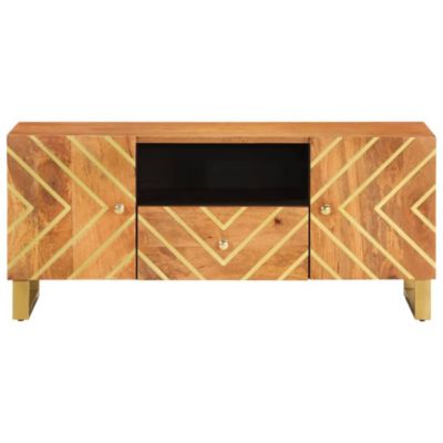 Prolenta Premium -  Meuble TV marron et noir 105x33,5x46 cm bois massif manguier