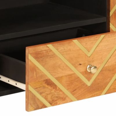 Prolenta Premium -  Meuble TV marron et noir 105x33,5x46 cm bois massif manguier