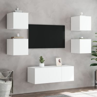 Prolenta Premium -  Meuble TV mural avec lumières LED blanc 30,5x35x30 cm